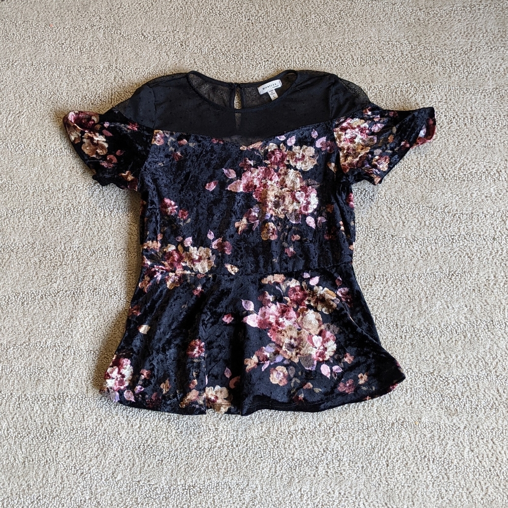 Monteau Velvet Shirt with Mesh